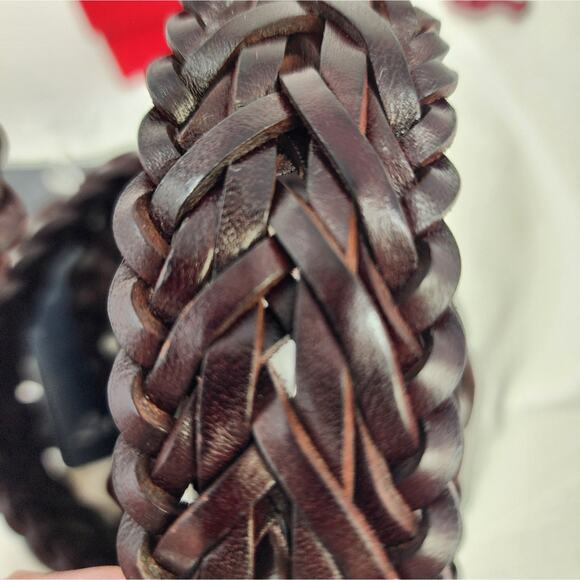 New Locikeiy Brown Men's Braided Belt Casual Silver Buckle Gift Box NWT Size 44 - Picture 8 of 11